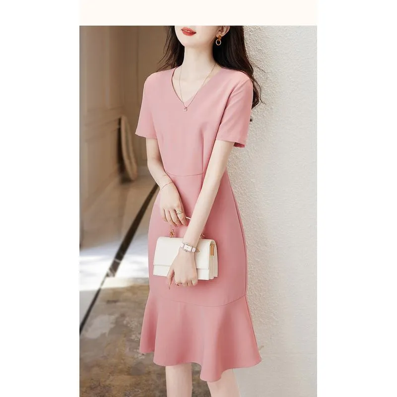 Pink Exquisite Elegant Slimming Cinched Waist Dress