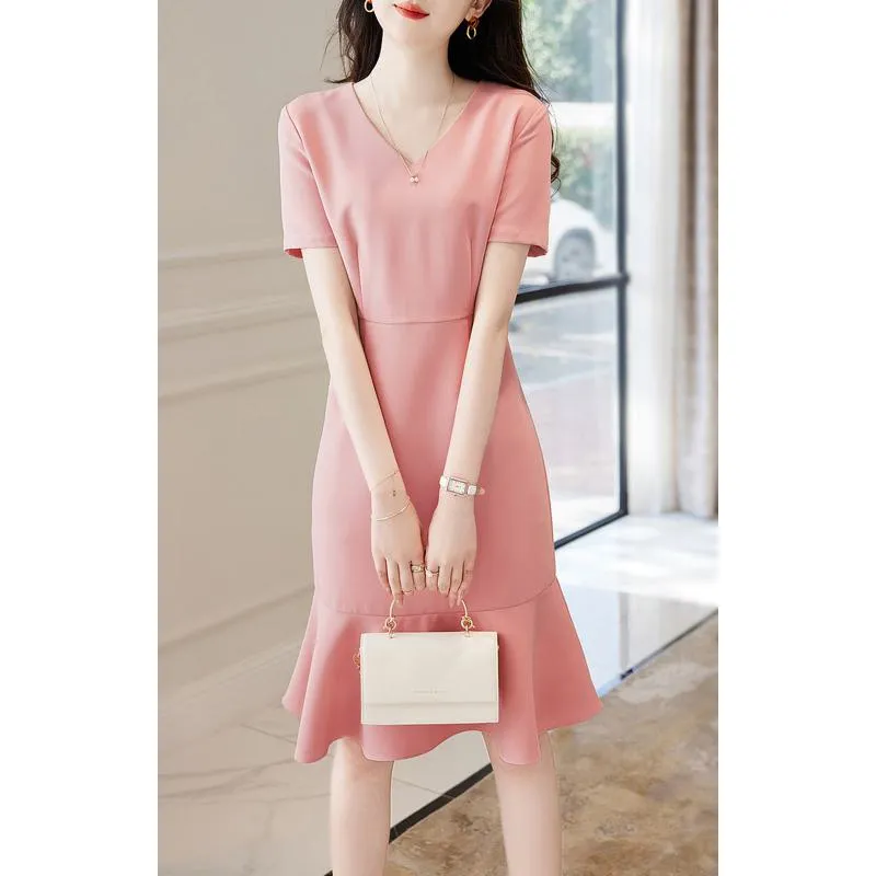 Pink Exquisite Elegant Slimming Cinched Waist Dress