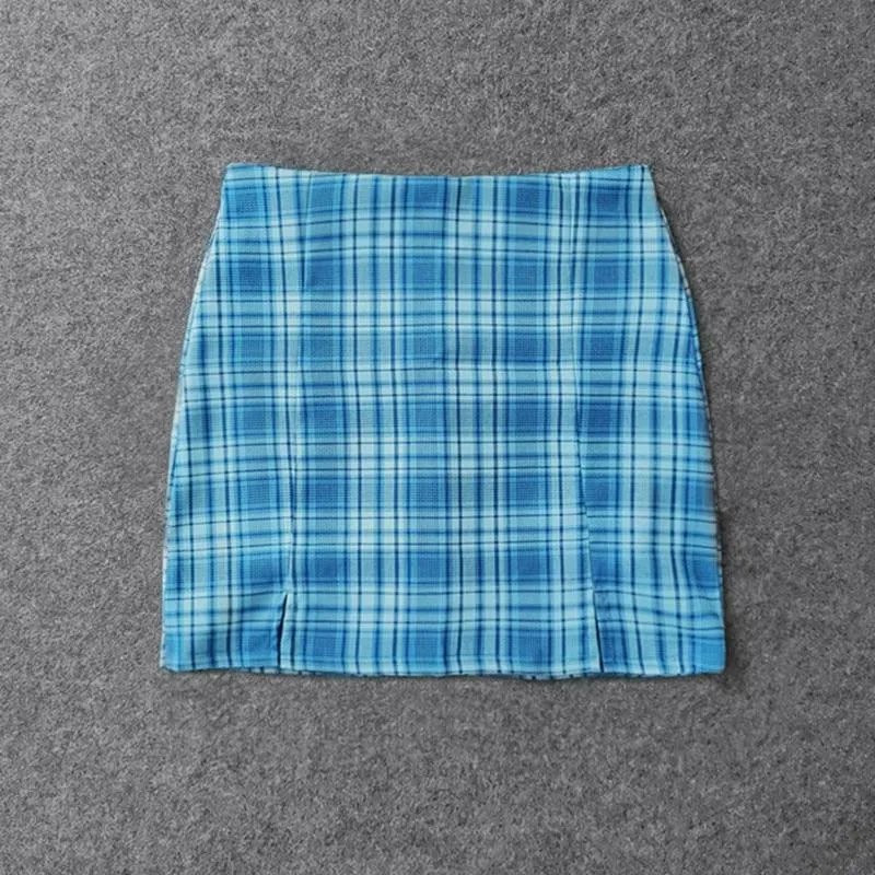 Plaid Pencil Skirts Women's High Waist Mini Skirts Lining With Shorts