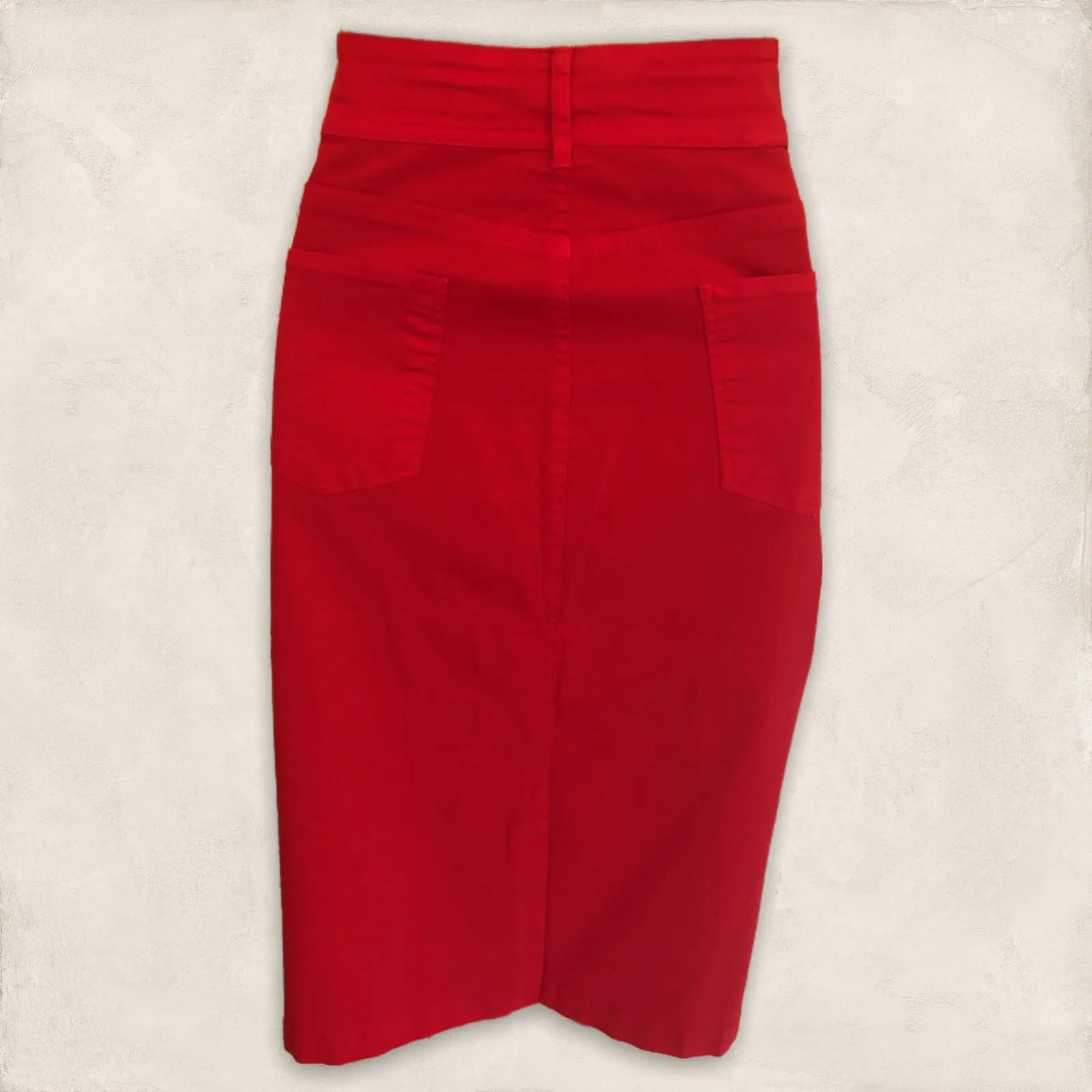 Pomodoro Women's Red Cotton Pencil Skirt  UK 16 US 12 EU 44