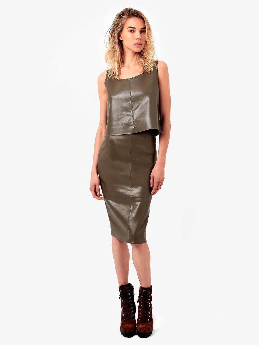 PORT ELIZABETH RECYCLED LEATHER SKIRT