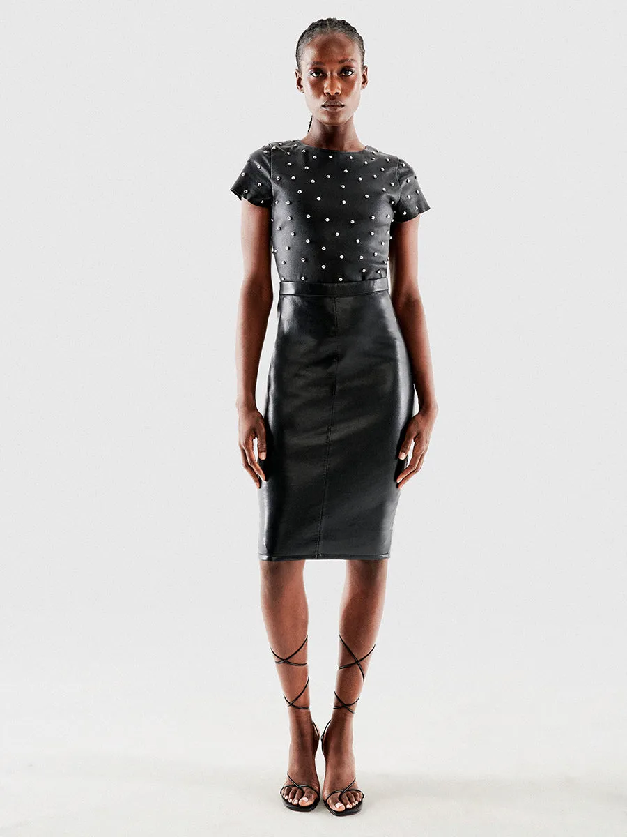 PORT ELIZABETH RECYCLED LEATHER SKIRT