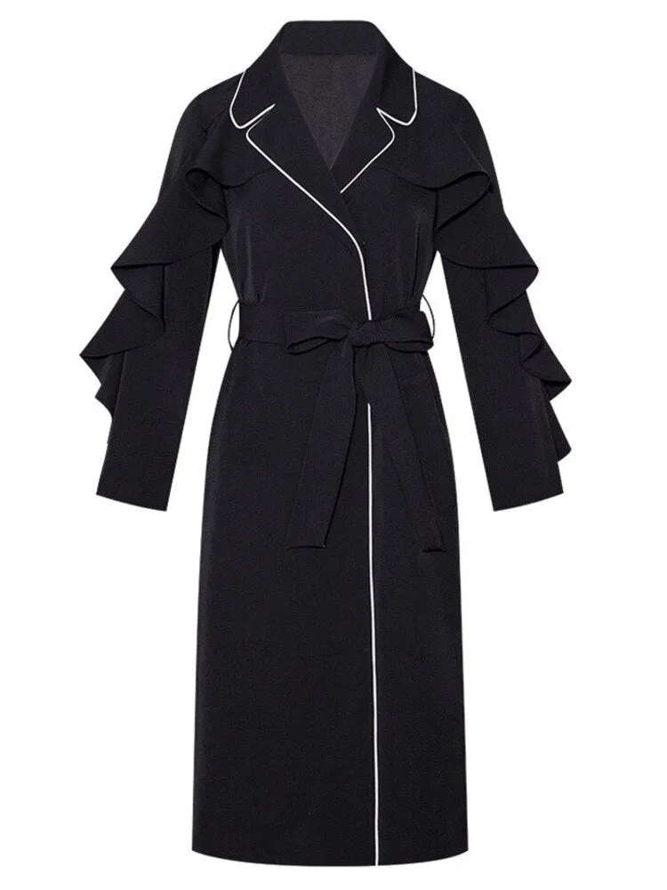 Pre Order:  Flare Sleeves High-Waist Belted Coat