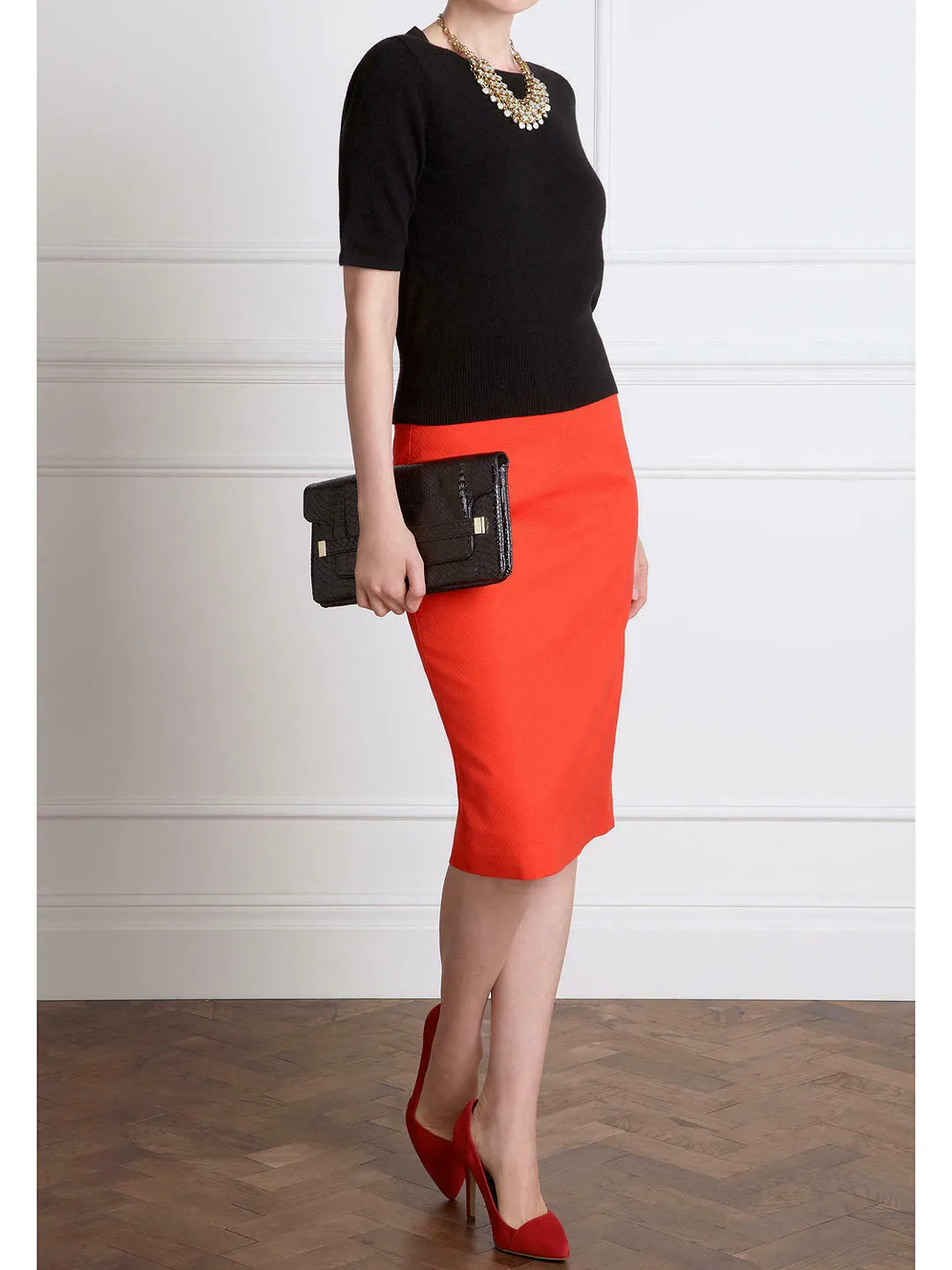 Pure Collection Tomato Red Belford Pencil Skirt UK 20 US 16 EU 48 BNWT RRP £70