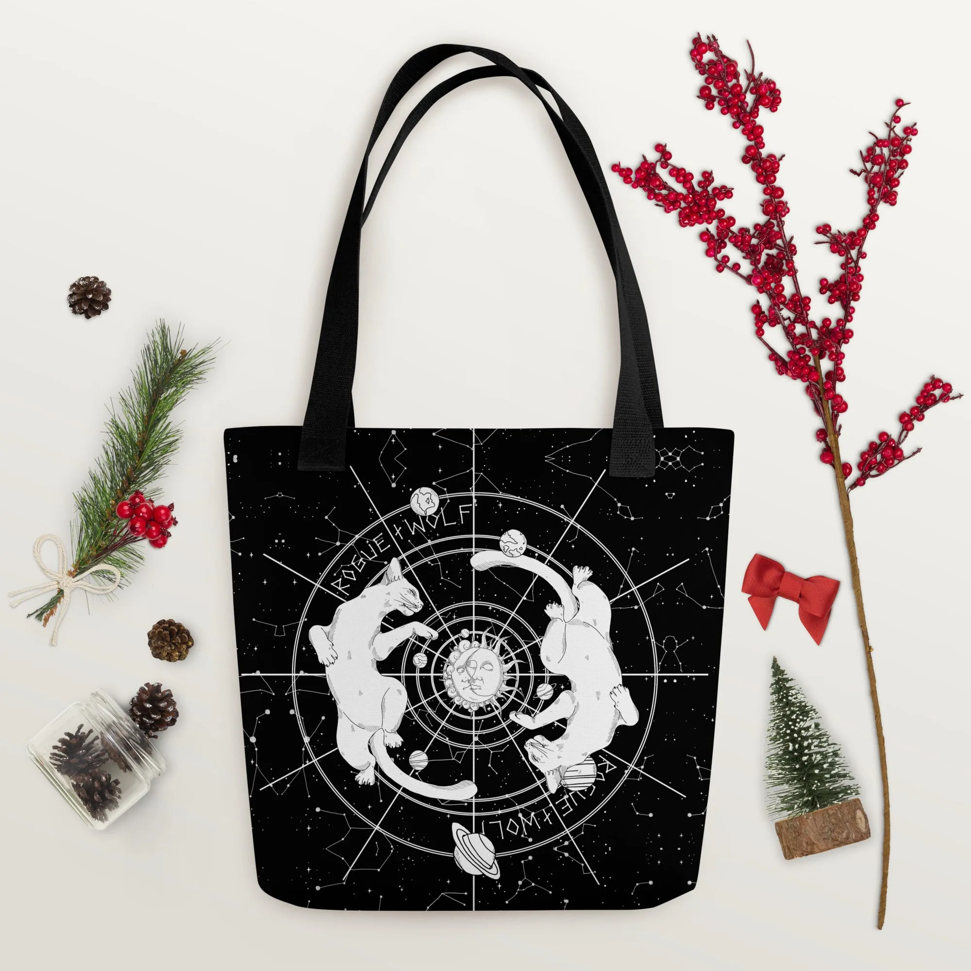 Purr Nebula Tote Bag - Alt Goth Grunge Witchy Style for Gym & Shopping Cool Gothic Vegan Gifts