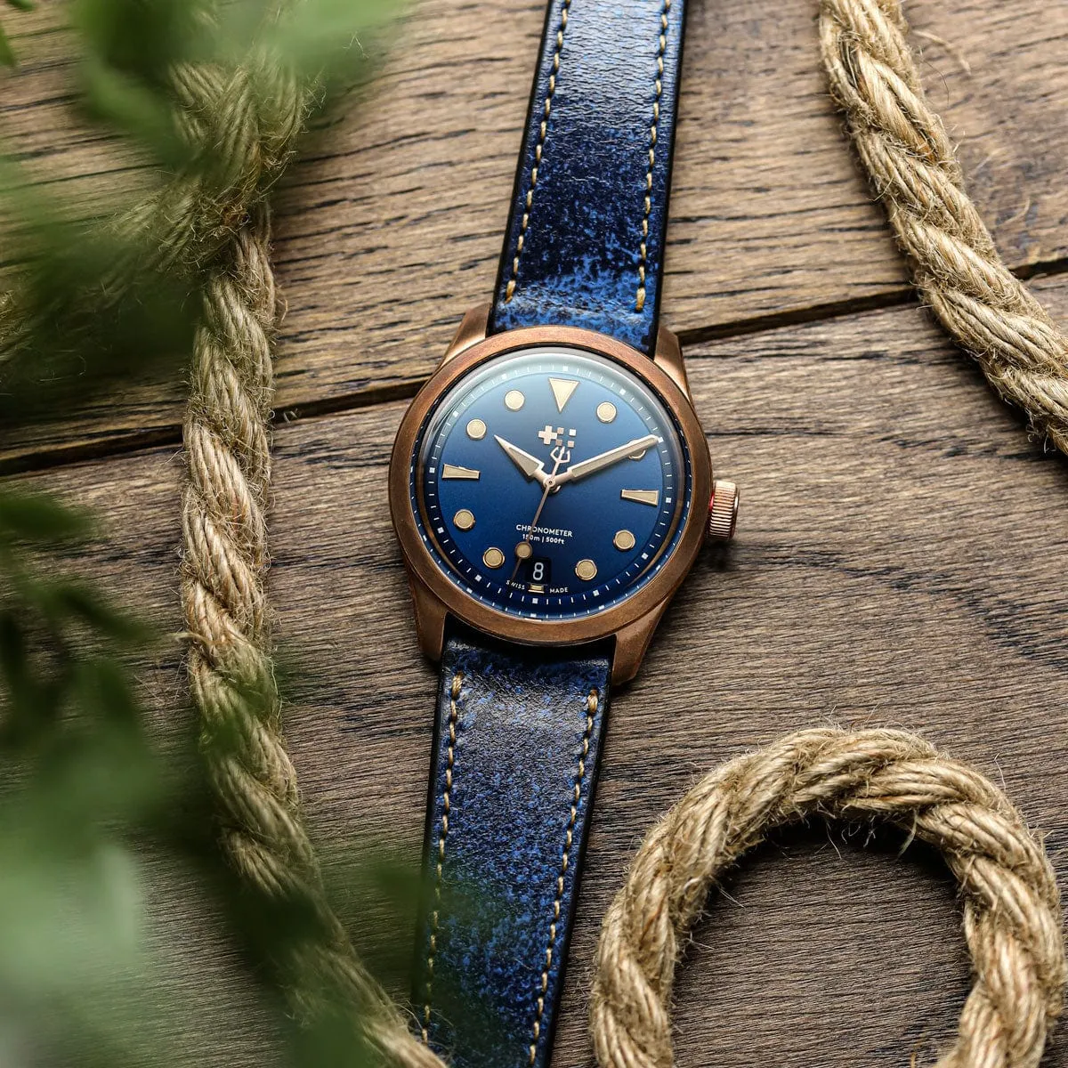 Radstock Vintage Genuine Leather Watch Strap - Vintage Blue