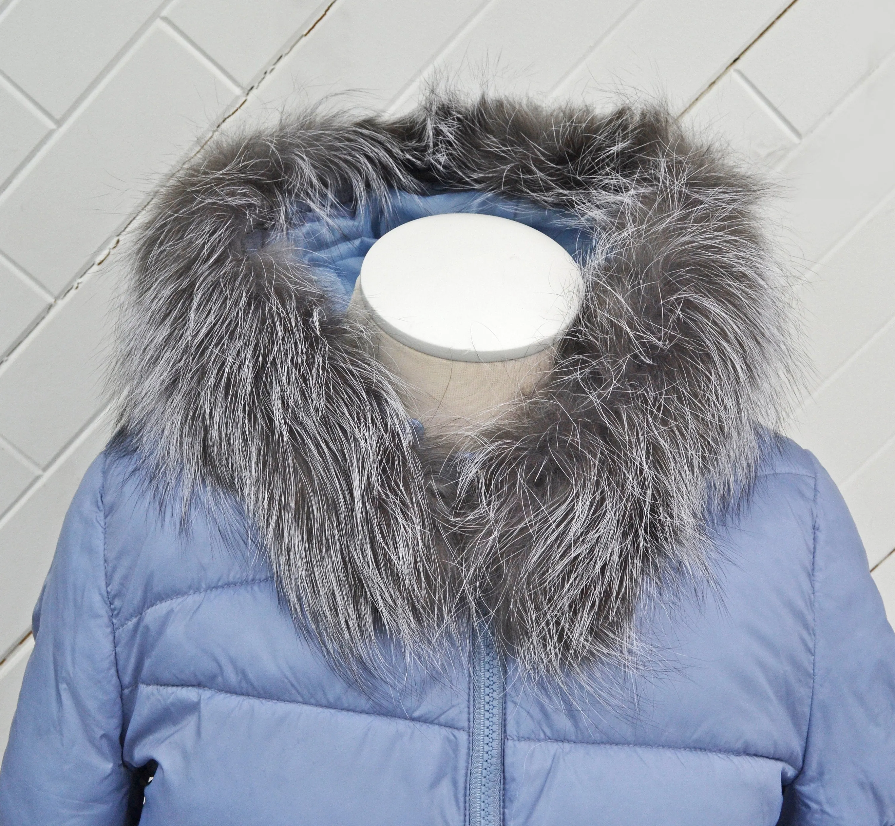 READY TO SHIP, Real Silver Fox Fur Trim Hood, Fur collar trim, Fox Fur Collar, Fur Scarf, Fur Ruff, Fox Fur Hood, Fox Fur, Fur stripe, Coat