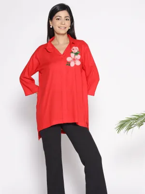 Red Rayon ShirtTop - Giesta