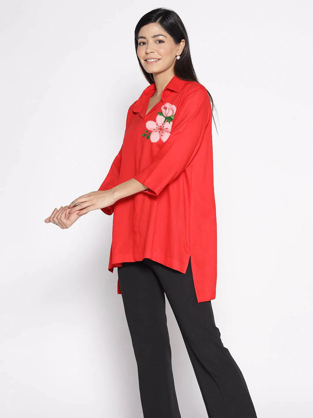 Red Rayon ShirtTop - Giesta