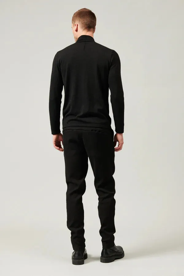 Regular-fit turtleneck knit in viscose and wool - Charcoal