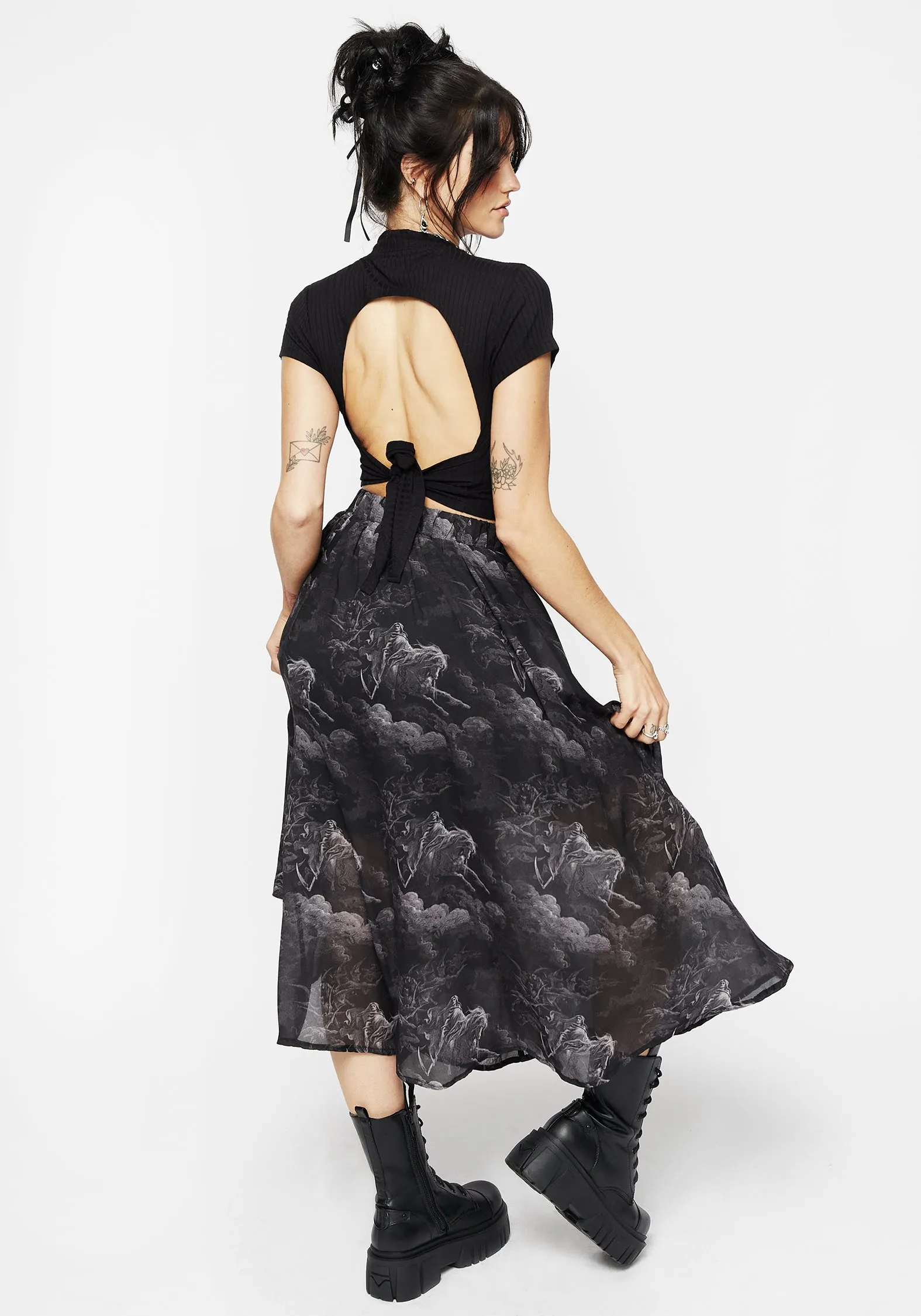 Revelation Chiffon Frill Midi Skirt