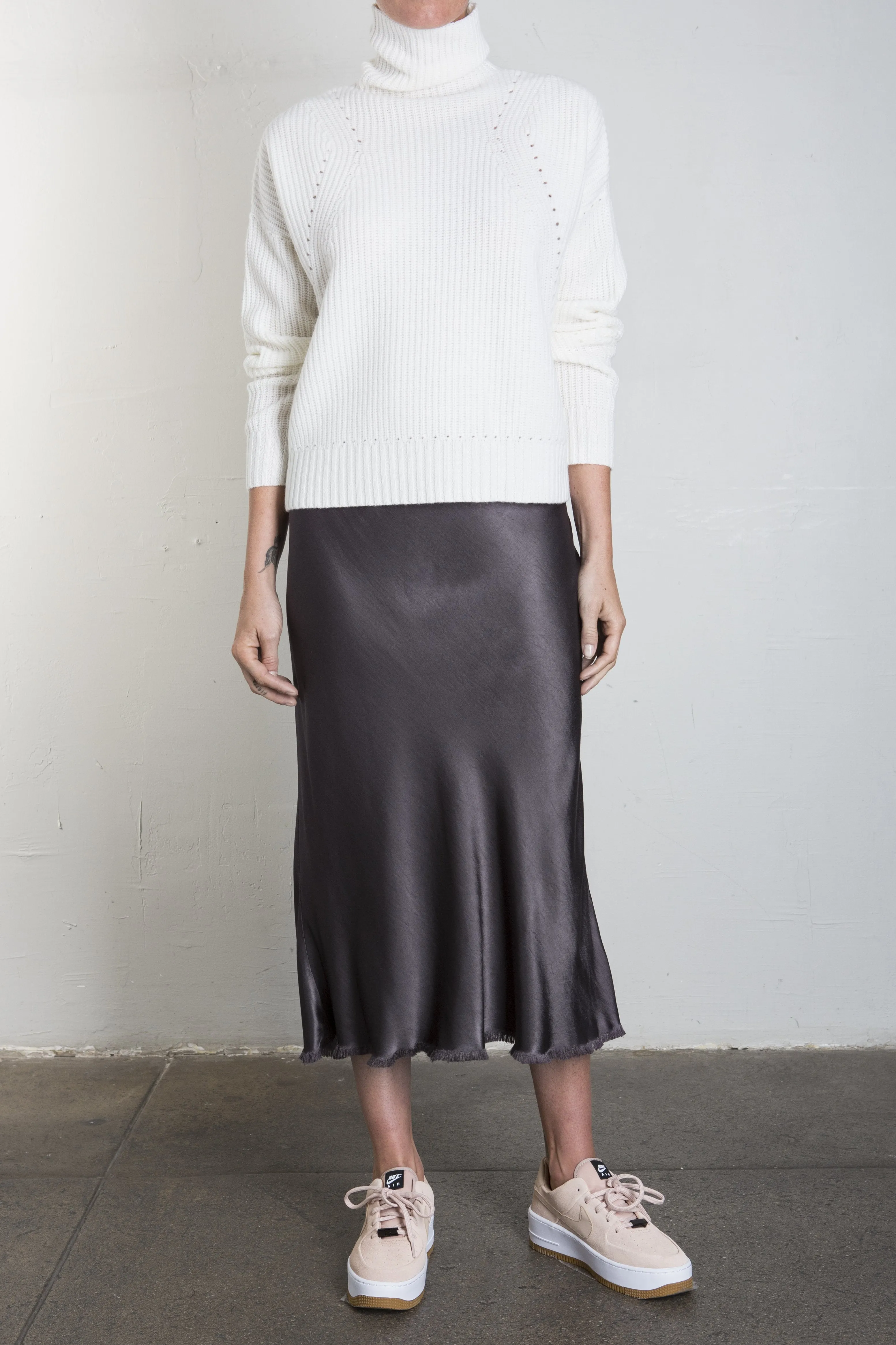 Riley Skirt in Vintage Satin - Graphite