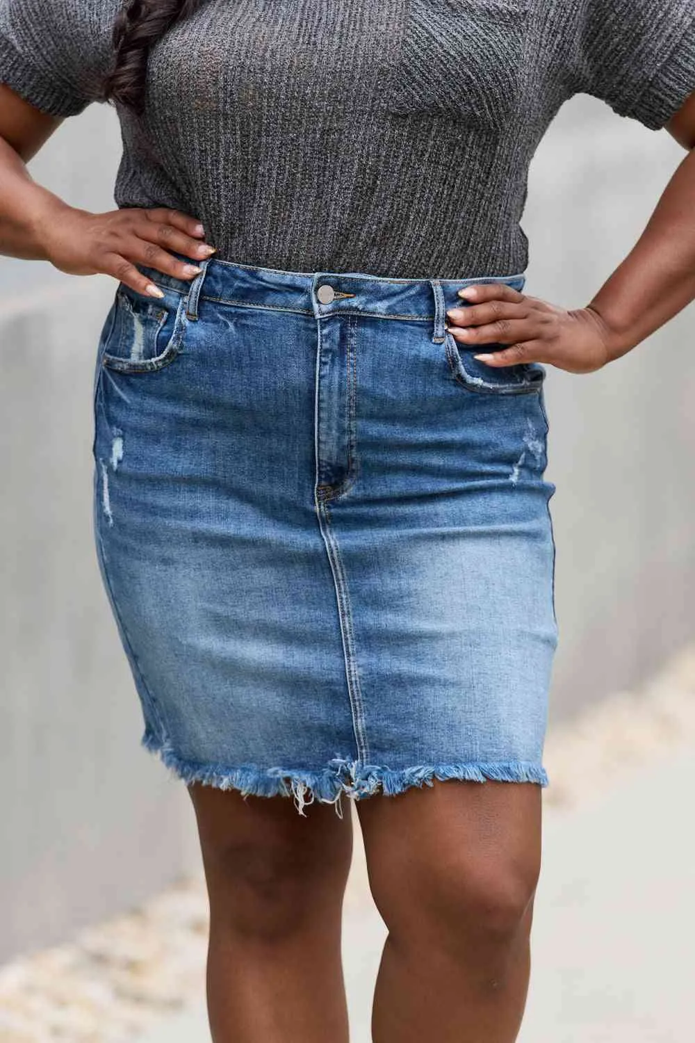 RISEN Amelia Full Size Denim Mini Skirt