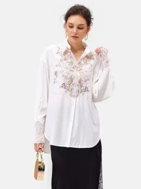 Rope Lace Embroidered Premium Silk Blouse