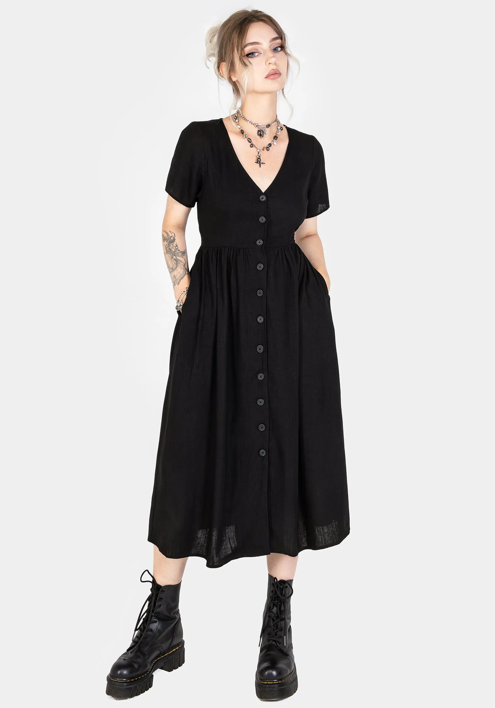 Rowan Linen Button Up Midi Dress