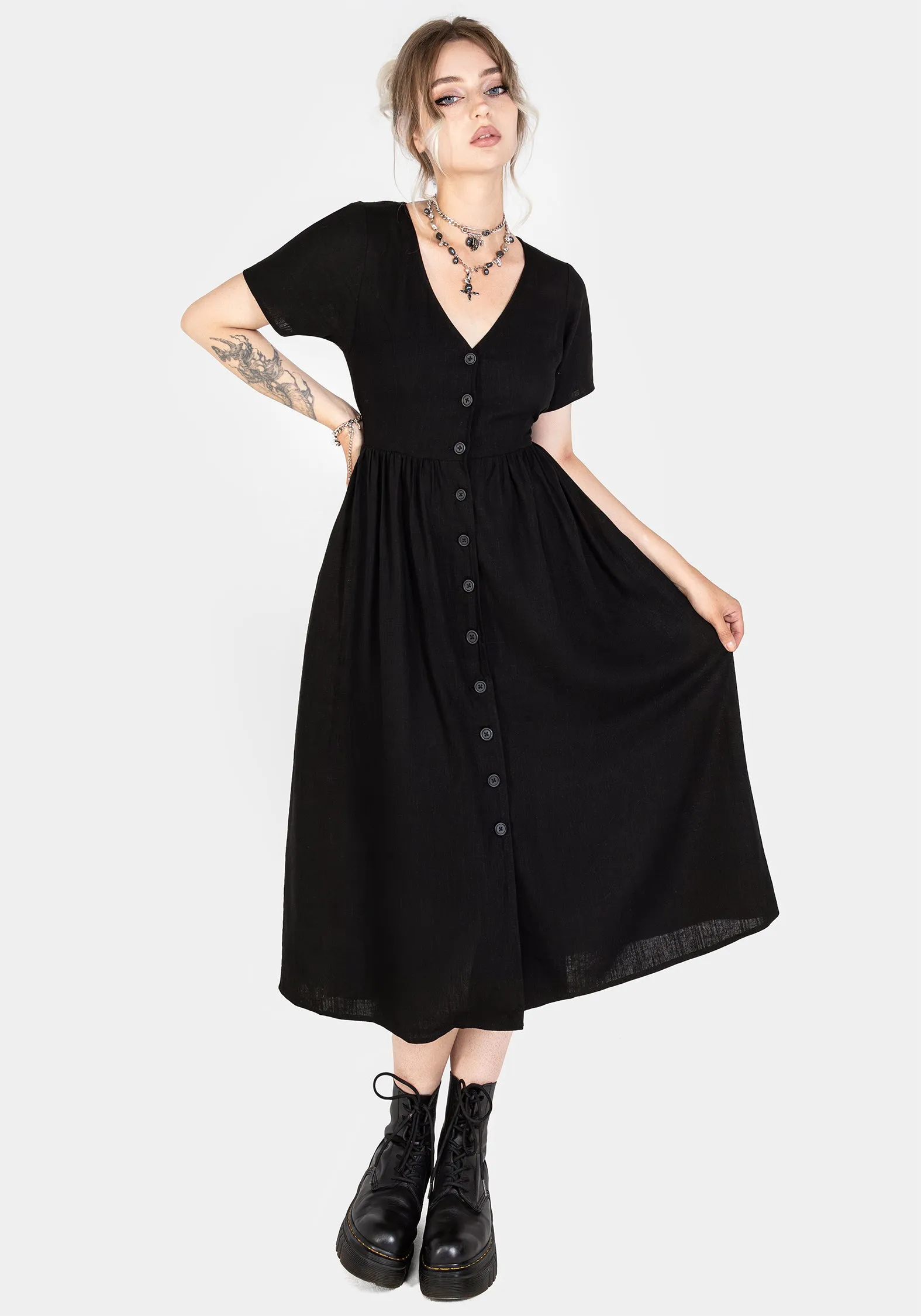 Rowan Linen Button Up Midi Dress