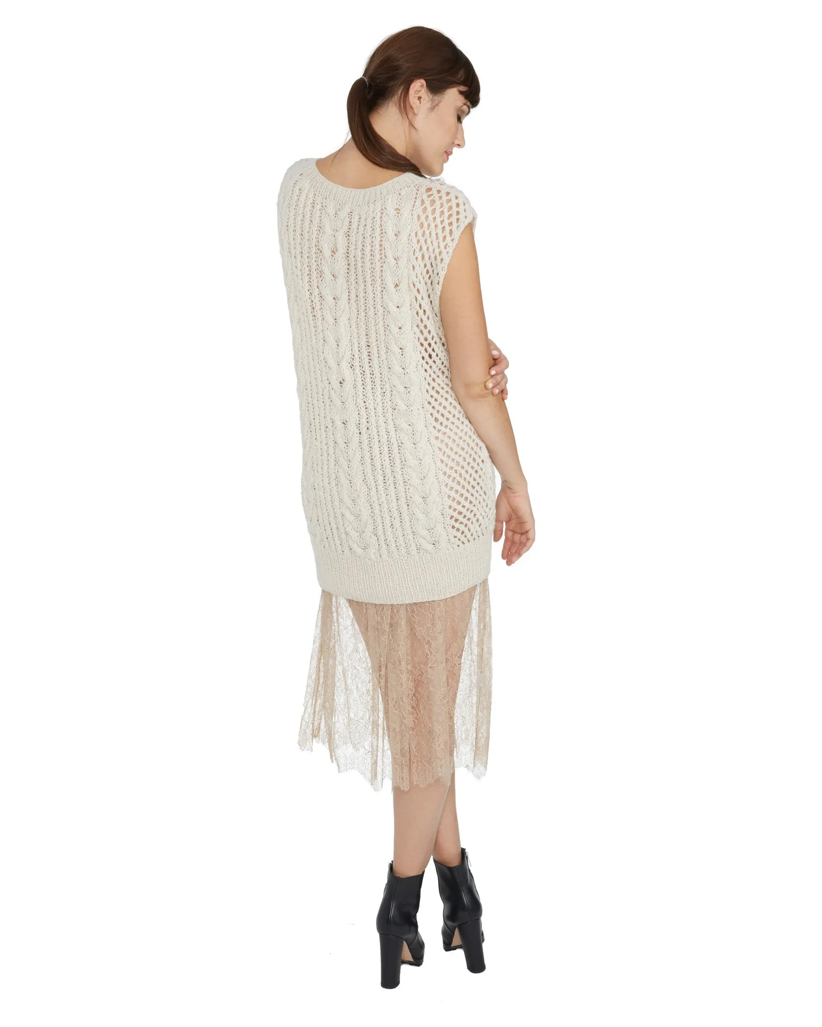 Ryan Roche | Cashmere Fisherman Sleeveless Sweater in Ivory