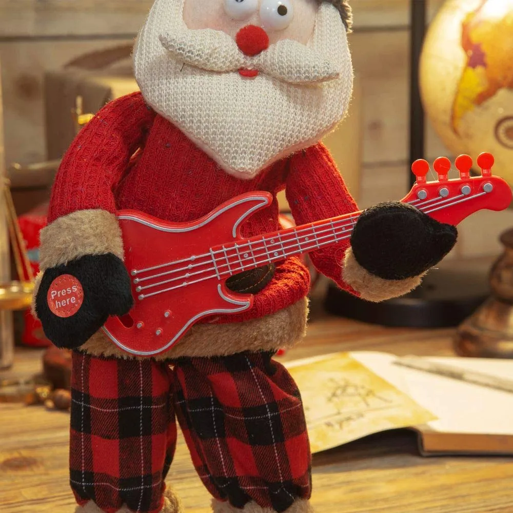 Santa Claus with a Guitar Musical Singing and Rocking Father Christmas