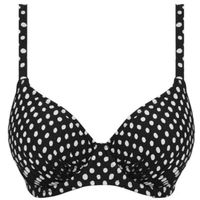 Santa Monica Gathered Full Cup Bikini Top Black White - Fantasie Swim