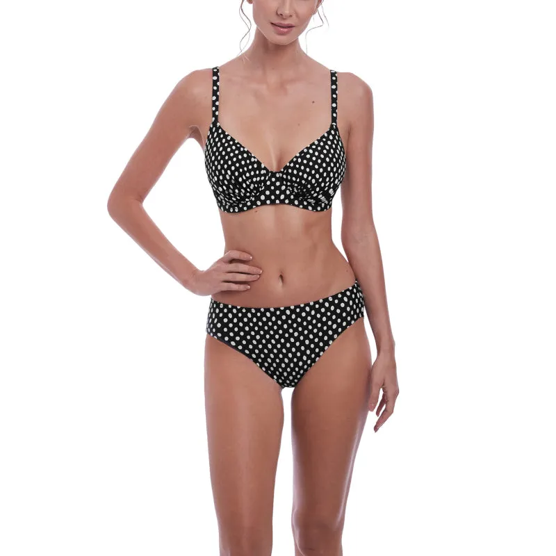 Santa Monica Gathered Full Cup Bikini Top Black White - Fantasie Swim