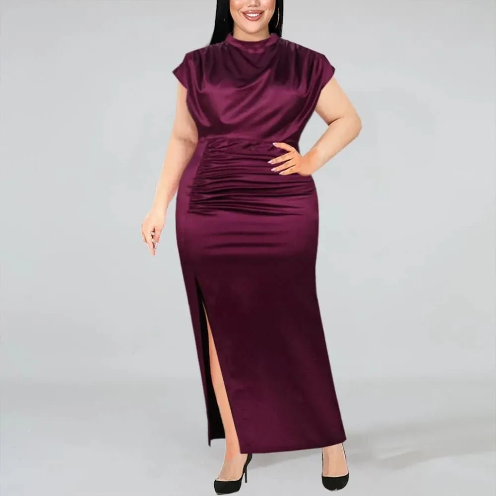 Satin High Neck Evening Dress