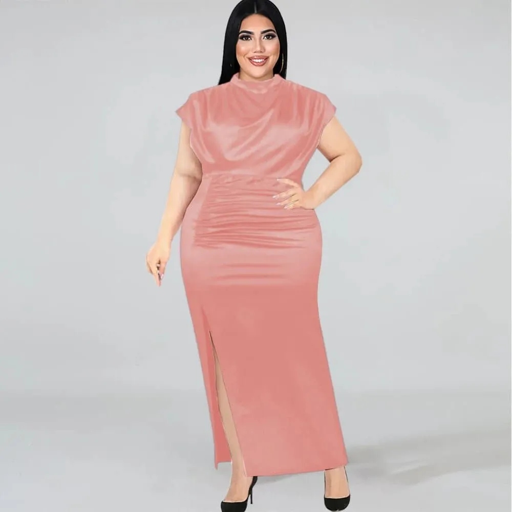 Satin High Neck Evening Dress