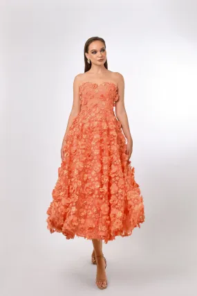 Savanna Strapless Floral Midi