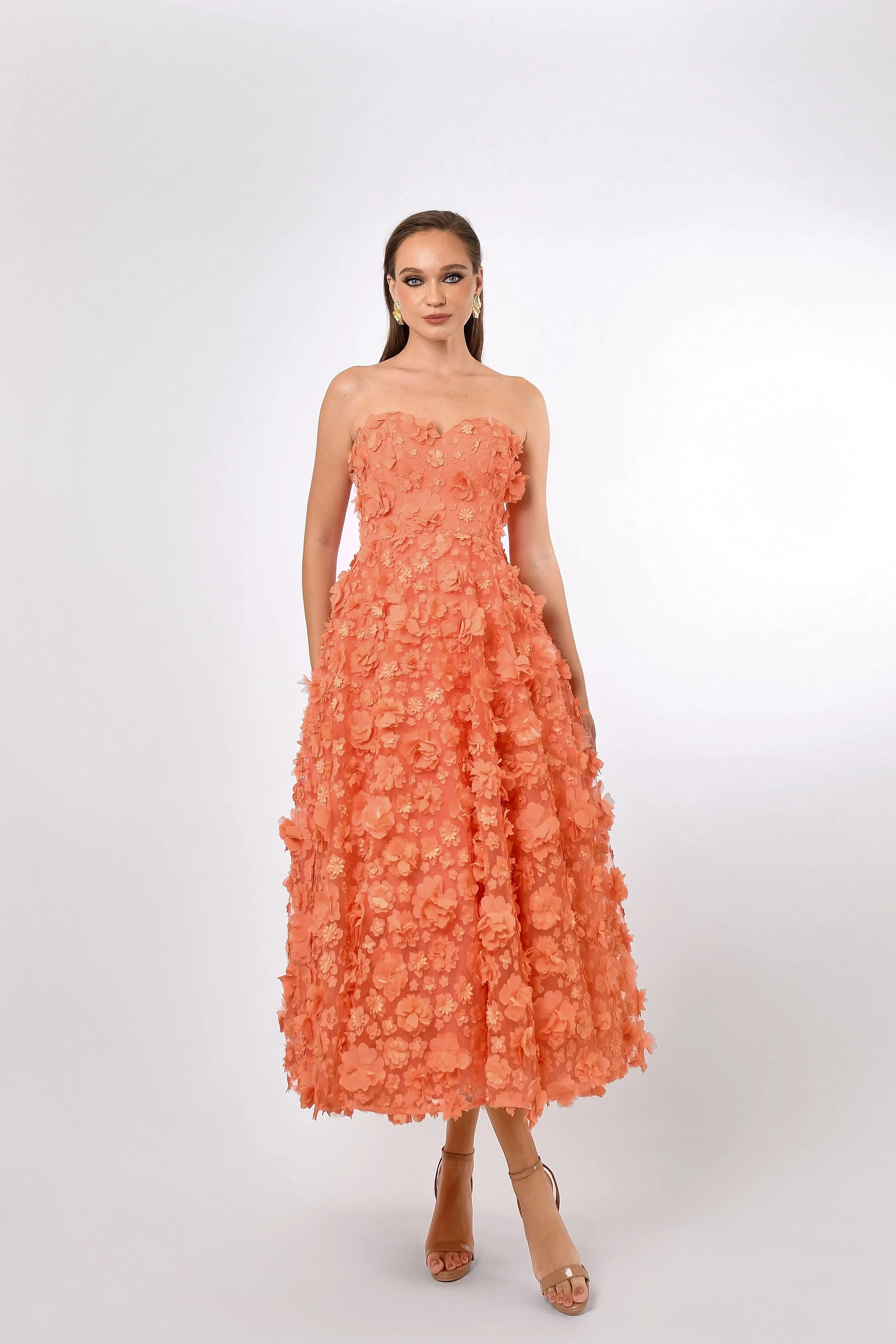 Savanna Strapless Floral Midi