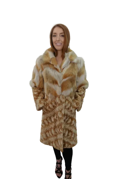 Sculptured Tan Mink with Coyote Trim Coat