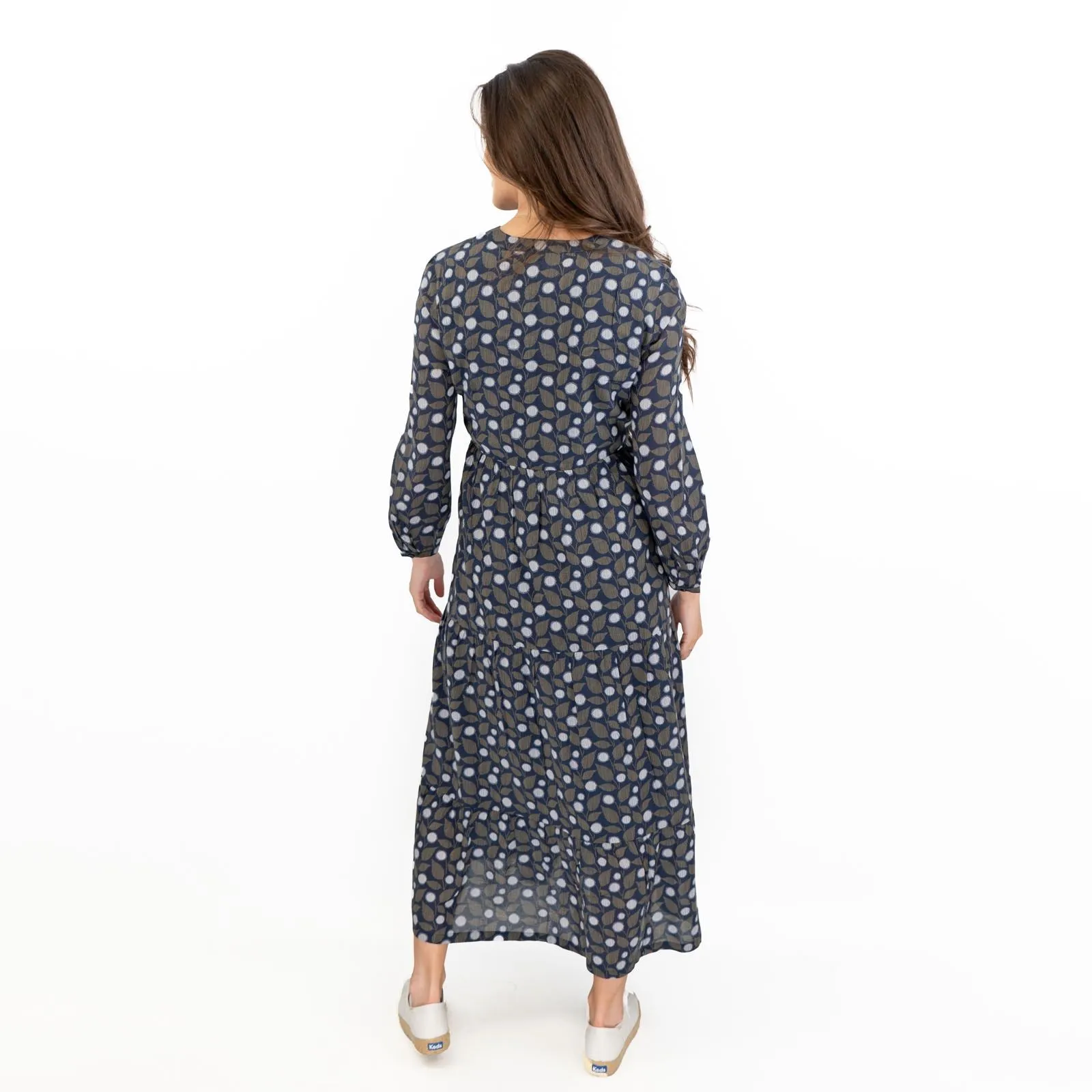 Seasalt Navy Leaves Charbon Midi Dress