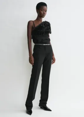 Shearling appliqué top black