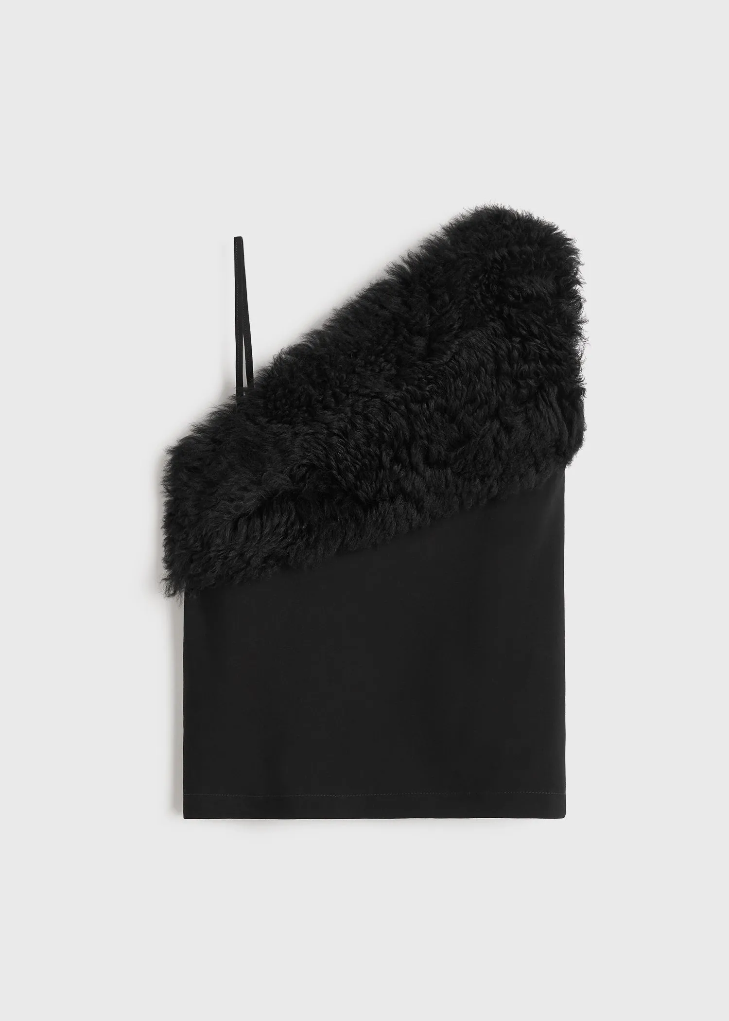 Shearling appliqué top black