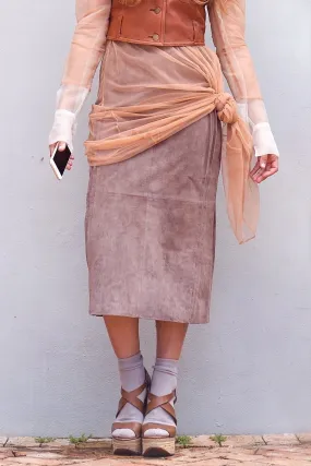 Shira Skirt- Taupe Seude