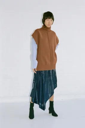 SLEEVELESS OVERSIZE TURTLENECK - NUTMEG