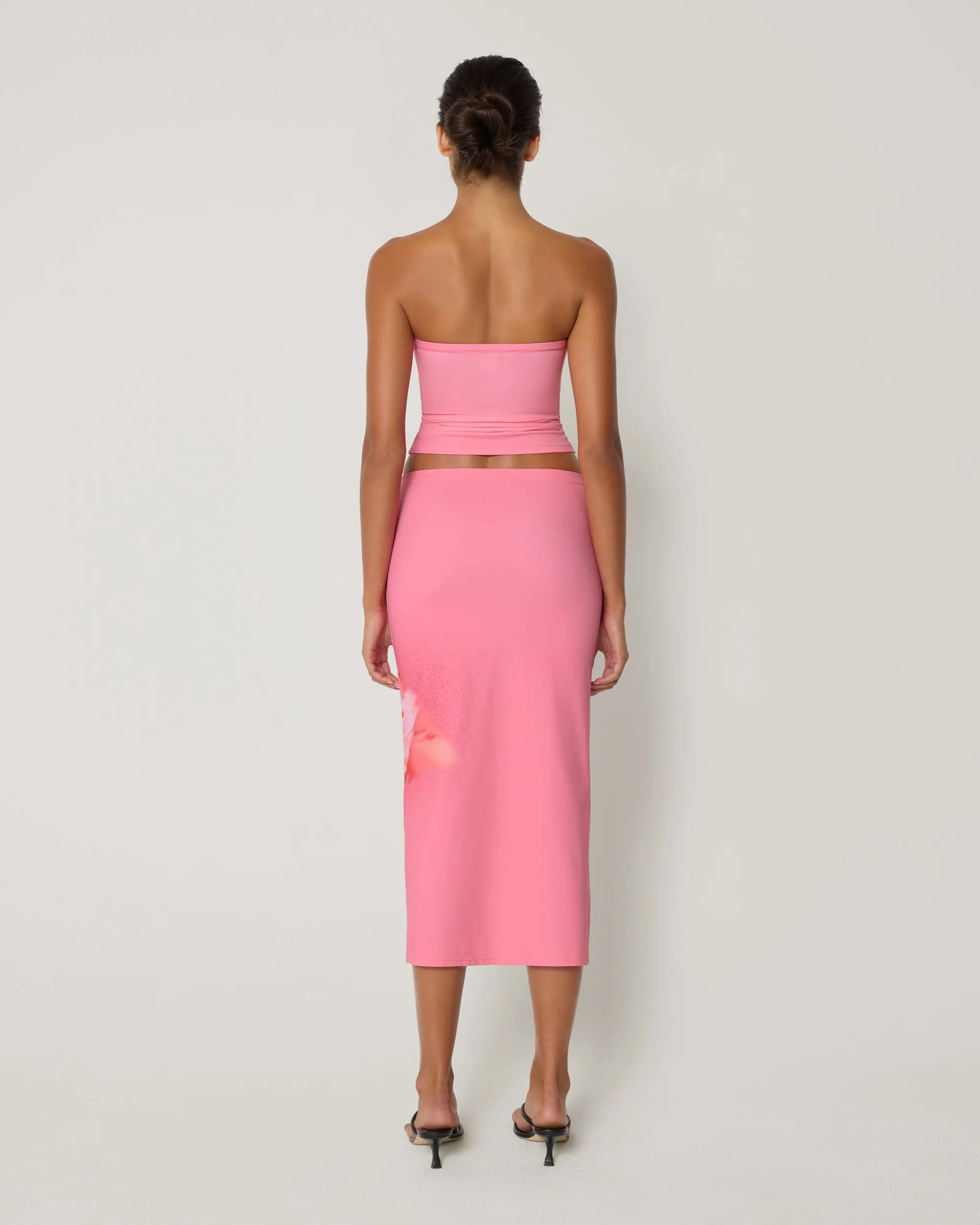 Smooth Stretch Midi Skirt | Pink Peony