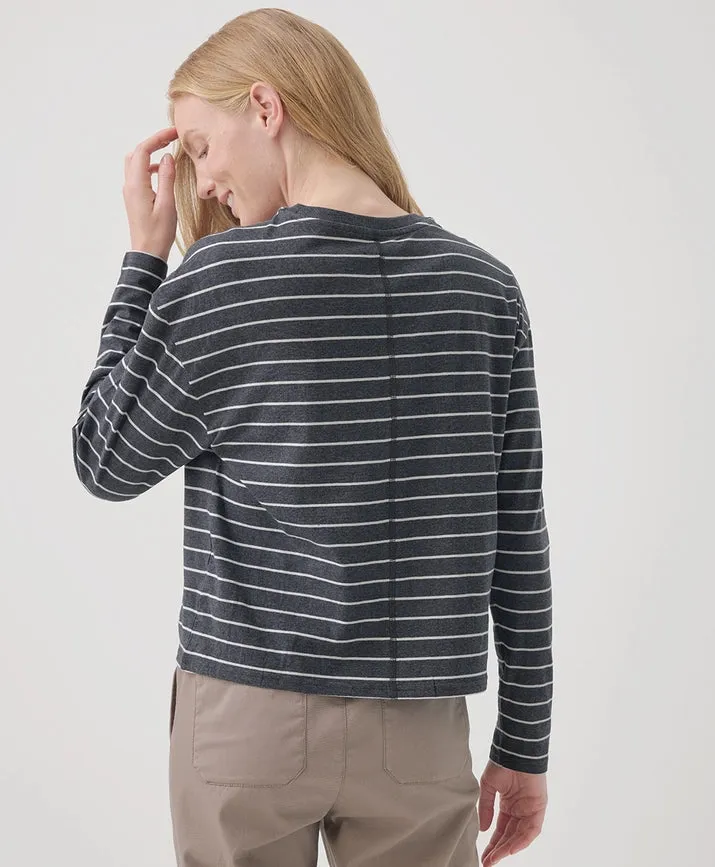 Softspun Long Sleeve Pocket Tee - Charcoal Classic Stripe