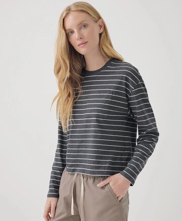 Softspun Long Sleeve Pocket Tee - Charcoal Classic Stripe