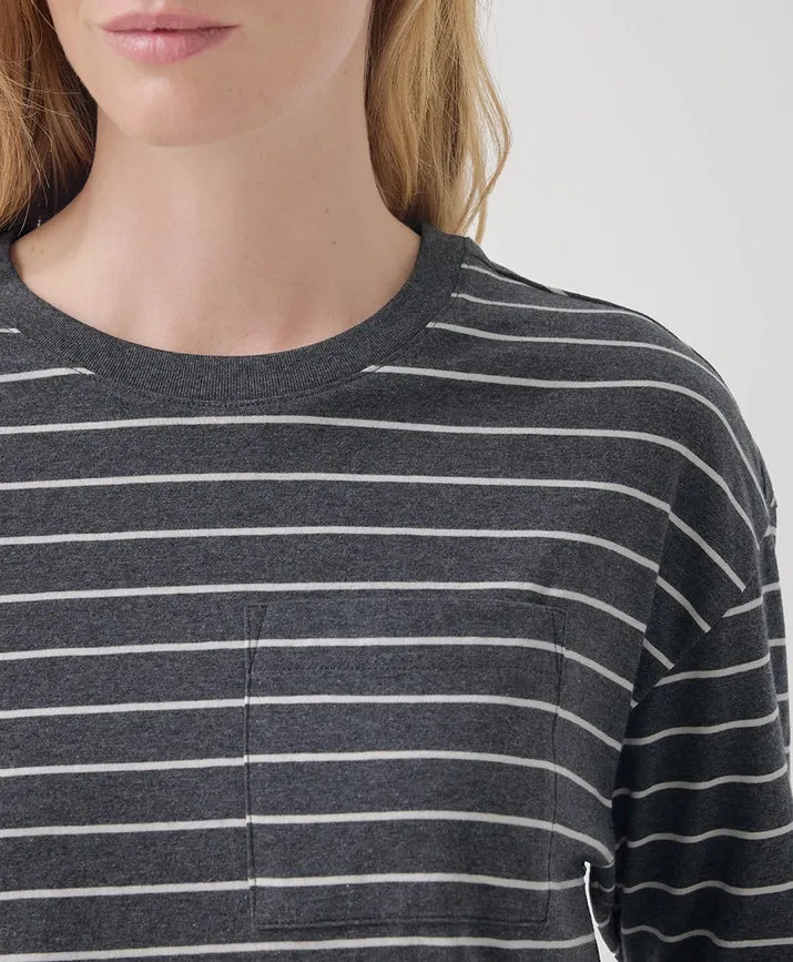 Softspun Long Sleeve Pocket Tee - Charcoal Classic Stripe