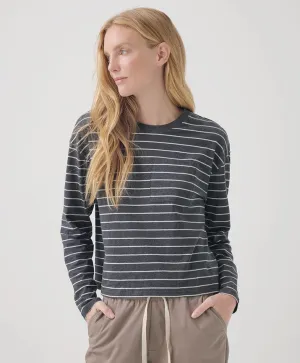 Softspun Long Sleeve Pocket Tee - Charcoal Classic Stripe