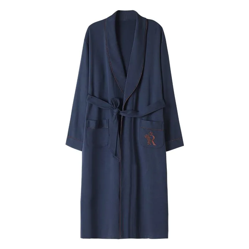 Solid Belted Cotton Collar Simplicity Night Robe