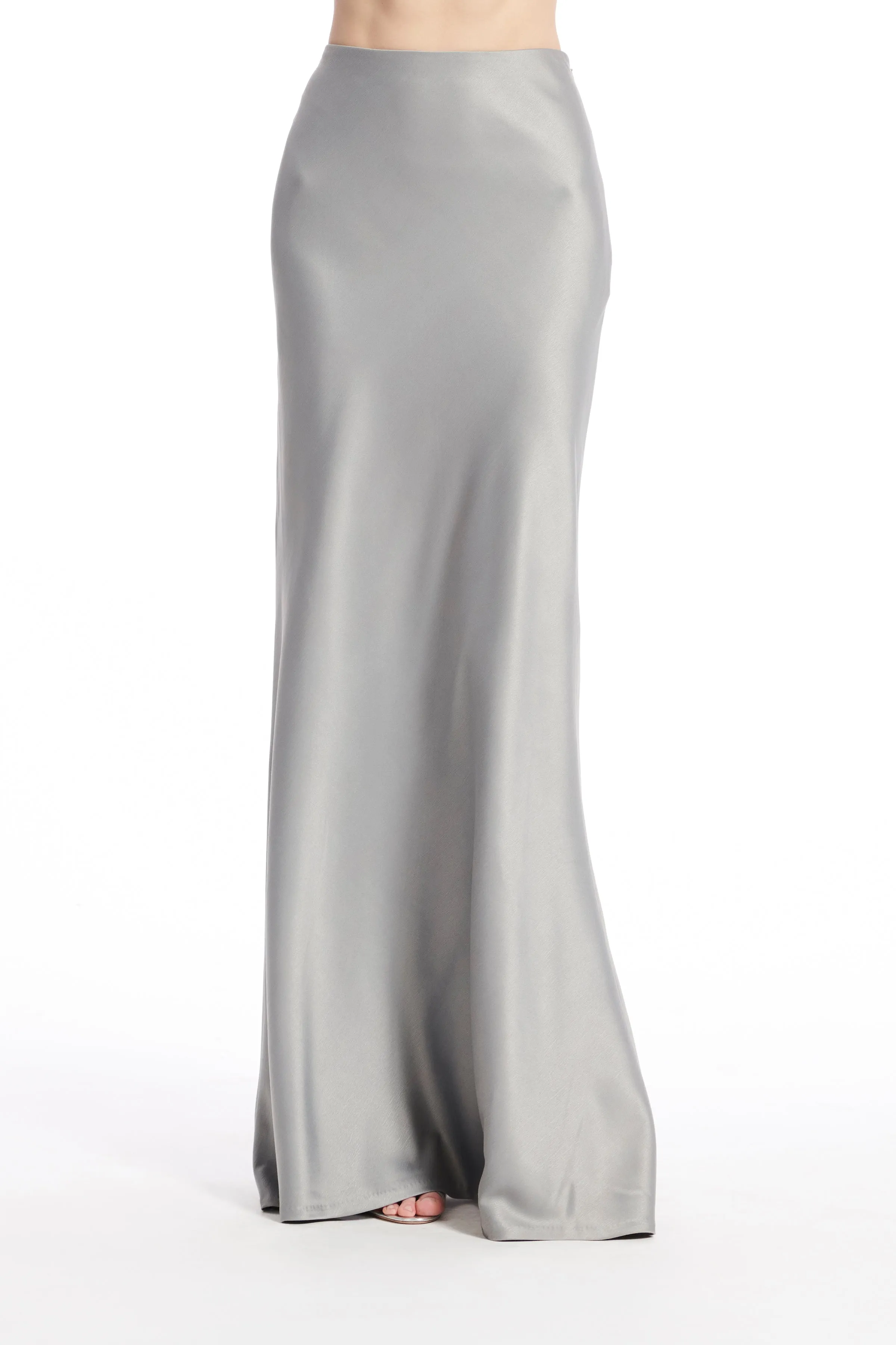 STRETCH SATIN CLASSIC COLORS BIAS LONG A-LINE SKIRT