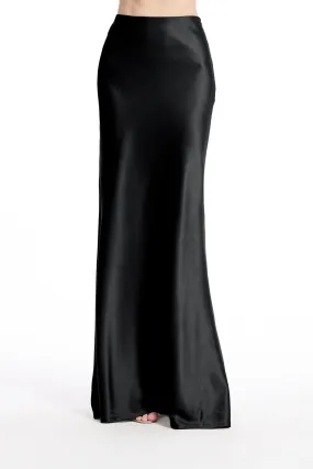 STRETCH SATIN CLASSIC COLORS BIAS LONG A-LINE SKIRT