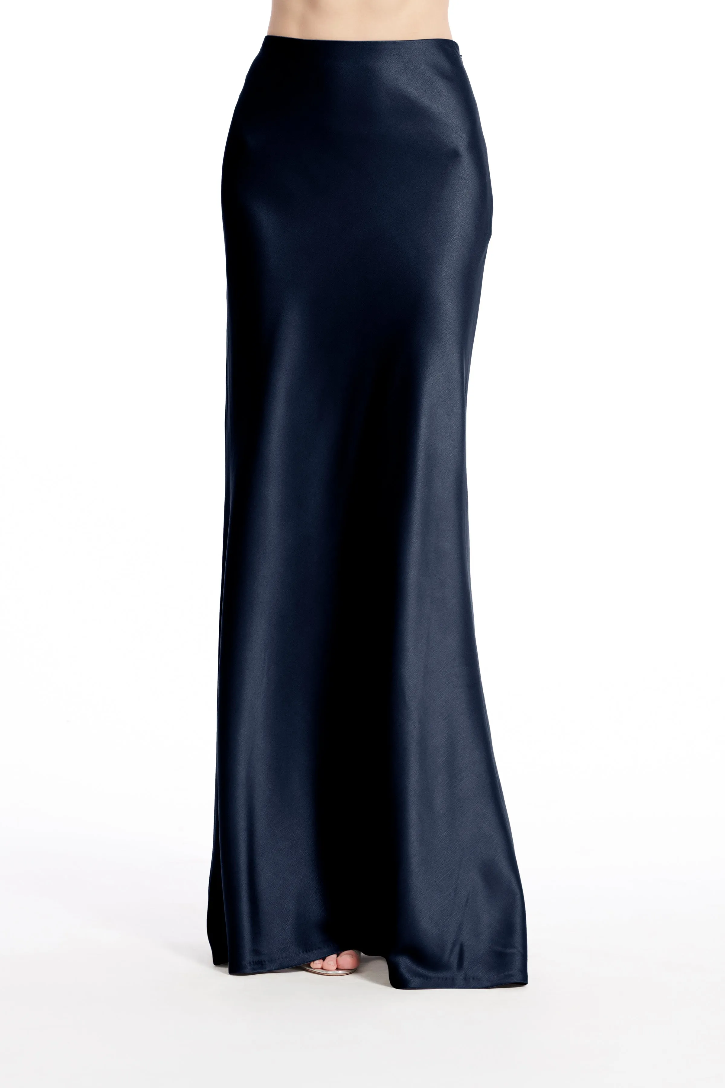 STRETCH SATIN CLASSIC COLORS BIAS LONG A-LINE SKIRT