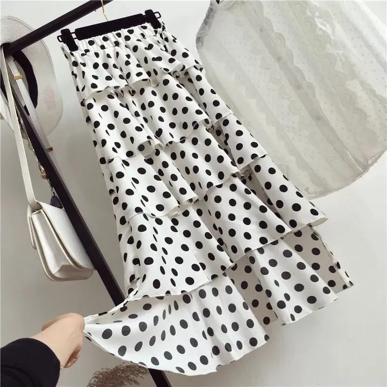 Stunning Button Up Polka Dot Skirt