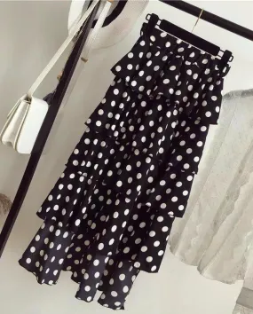 Stunning Button Up Polka Dot Skirt