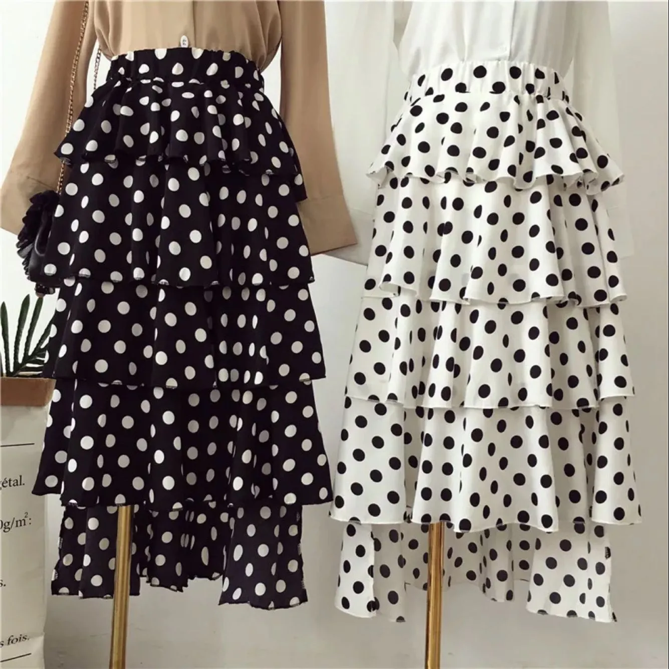 Stunning Button Up Polka Dot Skirt