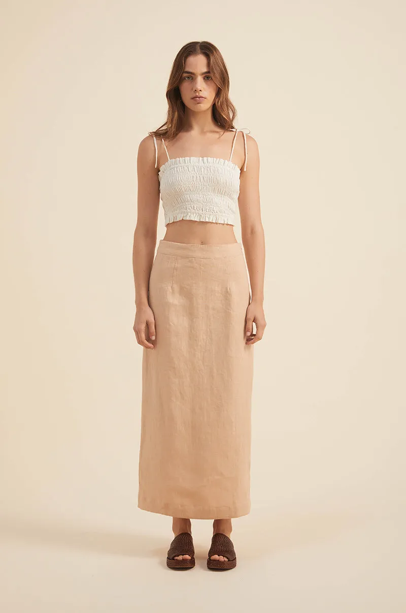 SUMMER Midi Skirt - sand linen