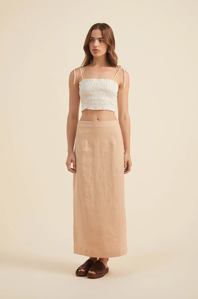 SUMMER Midi Skirt - sand linen