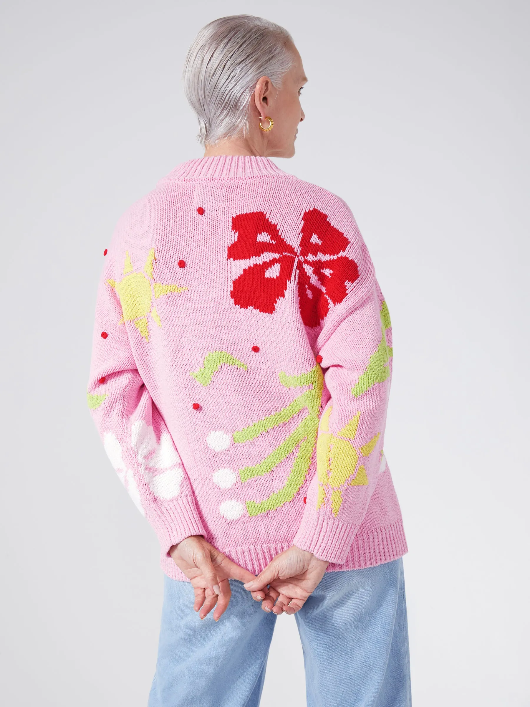 Sun Wink Cotton Intarsia Jumper Pink