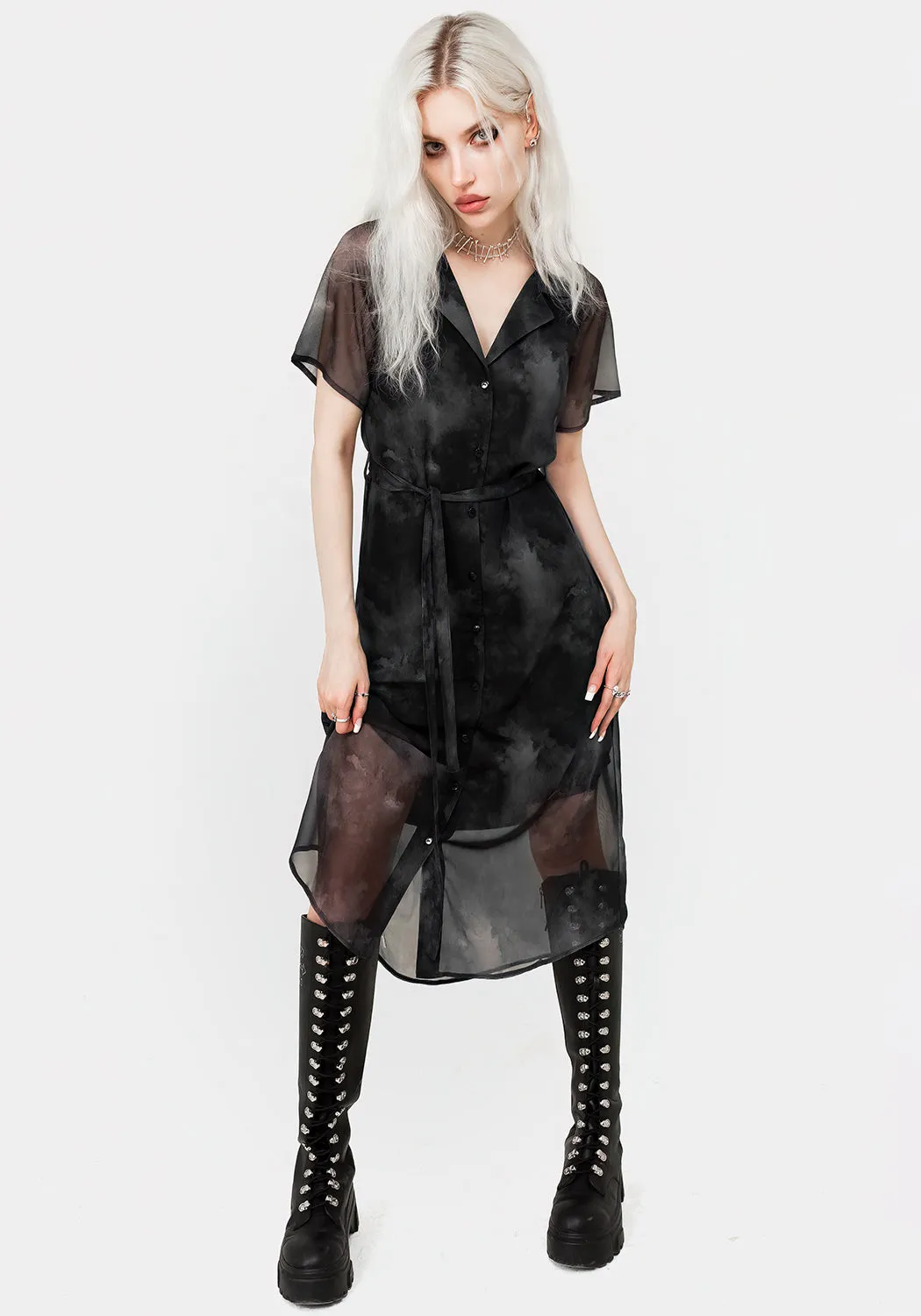 Tempest Midi Tie Waist Shirt Dress